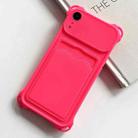 For iPhone XR Shockproof Card Slot Frosted TPU Phone Case(Rose Red) - 1