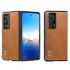 For Honor Magic Vs2 ABEEL Two-color Calf Texture PU Phone Case(Brown) - 1