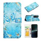 For Sony Xperia 1 V Oil Embossed 3D Drawing Leather Phone Case(Blue Butterflies) - 1