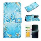 For Sony Xperia 10 V Oil Embossed 3D Drawing Leather Phone Case(Blue Butterflies) - 1