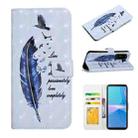 For Sony Xperia 10 IV Oil Embossed 3D Drawing Leather Phone Case(Blue Feather) - 1