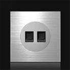 86mm Gray Aluminum Wire Drawing LED Switch Panel, Style:Dual Computer Socket - 1