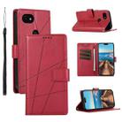 For Google Pixel 3a PU Genuine Leather Texture Embossed Line Phone Case(Red) - 1