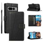 For Google Pixel 7 Pro PU Genuine Leather Texture Embossed Line Phone Case(Black) - 1