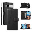 For Google Pixel 7a PU Genuine Leather Texture Embossed Line Phone Case(Black) - 1