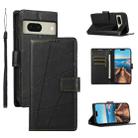 For Google Pixel 8 PU Genuine Leather Texture Embossed Line Phone Case(Black) - 1