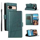 For Google Pixel 8a PU Genuine Leather Texture Embossed Line Phone Case(Green) - 1