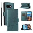 For Google Pixel 9a PU Genuine Leather Texture Embossed Line Phone Case(Green) - 1