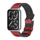 For Xiaomi Mi Band 8 Pro Mijobs TPU Leather Watch Band(Red Silver) - 1