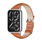 For Xiaomi Smart Band 9 Pro / 8 Pro Mijobs Genuine Leather Slim Watch Band(Orange Silver) - 1