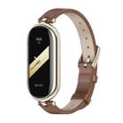 For Xiaomi Mi Band 8 Mijobs First Layer Cowhide Watch Band(Brown Light Gold) - 1