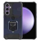 For Samsung Galaxy S23 FE 5G Camera Shield Card Slot PC+TPU Phone Case(Blue) - 1