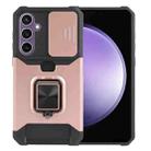 For Samsung Galaxy S23 FE 5G Camera Shield Card Slot PC+TPU Phone Case(Rose Gold) - 1