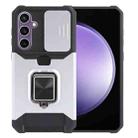 For Samsung Galaxy S23 FE 5G Camera Shield Card Slot PC+TPU Phone Case(Silver) - 1