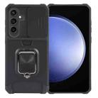 For Samsung Galaxy S24 5G Camera Shield Card Slot PC+TPU Phone Case(Black) - 1