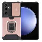 For Samsung Galaxy S24 5G Camera Shield Card Slot PC+TPU Phone Case(Rose Gold) - 1