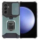 For Samsung Galaxy S24+ 5G Camera Shield Card Slot PC+TPU Phone Case(Dark Green) - 1