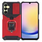 For Samsung Galaxy A25 Camera Shield Card Slot PC+TPU Phone Case(Red) - 1
