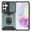 For Samsung Galaxy A35 Camera Shield Card Slot PC+TPU Phone Case(Dark Green) - 1