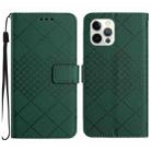 For iPhone 15 Pro Max Rhombic Grid Texture Leather Phone Case(Green) - 1