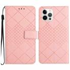 For iPhone 15 Pro Max Rhombic Grid Texture Leather Phone Case(Pink) - 1