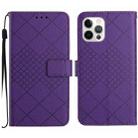 For iPhone 15 Pro Rhombic Grid Texture Leather Phone Case(Purple) - 1