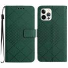 For iPhone 15 Pro Rhombic Grid Texture Leather Phone Case(Green) - 1