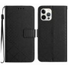 For iPhone 15 Pro Rhombic Grid Texture Leather Phone Case(Black) - 1