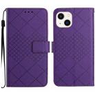 For iPhone 15 Plus Rhombic Grid Texture Leather Phone Case(Purple) - 1