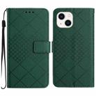 For iPhone 15 Plus Rhombic Grid Texture Leather Phone Case(Green) - 1