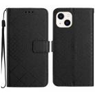 For iPhone 15 Plus Rhombic Grid Texture Leather Phone Case(Black) - 1