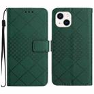 For iPhone 14 Plus Rhombic Grid Texture Leather Phone Case(Green) - 1