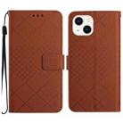 For iPhone 14 Rhombic Grid Texture Leather Phone Case(Brown) - 1