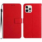 For iPhone 14 Pro Rhombic Grid Texture Leather Phone Case(Red) - 1