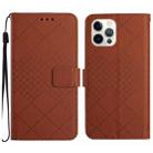 For iPhone 14 Pro Max Rhombic Grid Texture Leather Phone Case(Brown) - 1