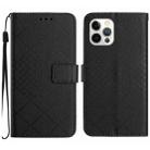 For iPhone 14 Pro Max Rhombic Grid Texture Leather Phone Case(Black) - 1