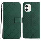 For iPhone 12 / 12 Pro Rhombic Grid Texture Leather Phone Case(Green) - 1