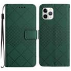 For iPhone 11 Pro Max Rhombic Grid Texture Leather Phone Case(Green) - 1