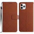 For iPhone 11 Pro Max Rhombic Grid Texture Leather Phone Case(Brown) - 1