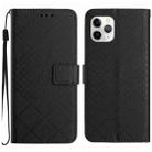 For iPhone 11 Pro Max Rhombic Grid Texture Leather Phone Case(Black) - 1