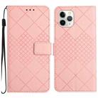 For iPhone 11 Pro Max Rhombic Grid Texture Leather Phone Case(Pink) - 1