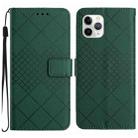 For iPhone 11 Pro Rhombic Grid Texture Leather Phone Case(Green) - 1