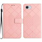 For iPhone SE 2024 Rhombic Grid Texture Leather Phone Case(Pink) - 1