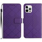 For iPhone 16 Pro Max Rhombic Grid Texture Leather Phone Case(Purple) - 1