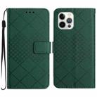 For iPhone 16 Pro Max Rhombic Grid Texture Leather Phone Case(Green) - 1