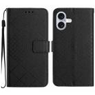 For iPhone 16 Plus Rhombic Grid Texture Leather Phone Case(Black) - 1