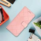 For iPhone 16 Rhombic Grid Texture Leather Phone Case(Pink) - 2