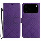 For iPhone 17 Pro Max Rhombic Grid Texture Leather Phone Case(Purple) - 1