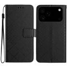 For iPhone 17 Pro Max Rhombic Grid Texture Leather Phone Case(Black) - 1