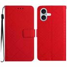 For iPhone 17 Rhombic Grid Texture Leather Phone Case(Red) - 1